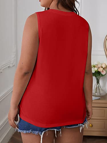 Bliwov Womens Tank Tops Crewneck Loose Fit Basic Solid Color Casual Summer Sleeveless Shirts Dark Red #TOP5