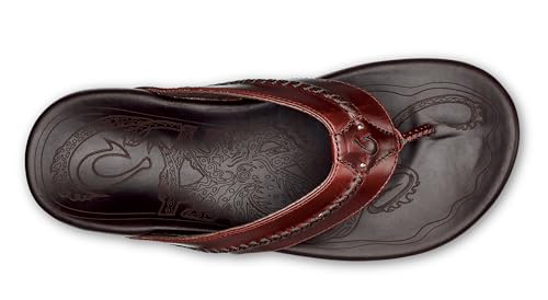 Image of OluKai Mea Ola Men's Leather Beach Sandals, Soft & Durable Flip Flops | Arch Support & Comfort Fit, Enhanced Grip & Traction