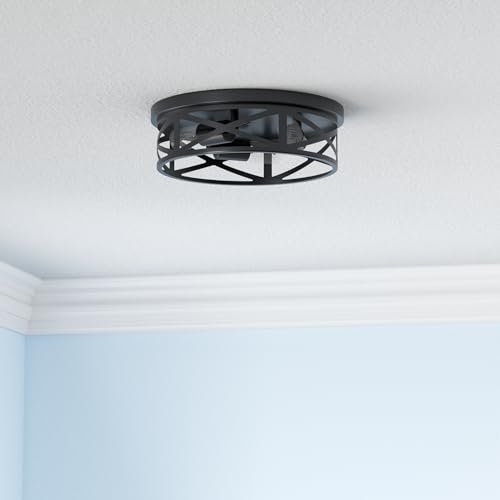 Image of SKEJAO 13 inch Black Flush Mount Ceiling Light Fixture, 3-Light, Close to Ceiling, Ideal for Hallway, Kitchen, Farmhouse, Bedroom