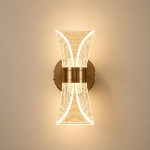 Image of Modern LED Mesh Design Wall Sconce Light, 12W, 3 Color Modes,Gold Finish, 23cm Acrylic Modern Wall Light (Pack of 1)
