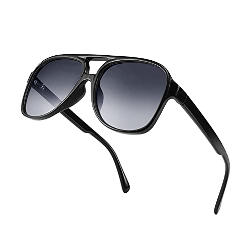 Image of FEISEDY Vintage Retro 70s Plastic Aviator Sunglasses Women Men Classic Large Squared Frame B2751