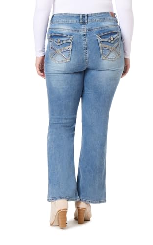 Image of WallFlower Luscious Curvy Bootcut Jeans for Women, Sizes 0-24 | Mid-Rise, Insta Stretch Denim, Trendy Jeans for Women, Stretchy, Figure-Flattering, Classic, Juniors, Standard and Plus