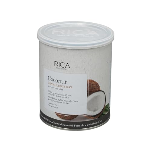Image of Rica Coconut Liposoluble Painless Hair Removal Wax For Men & Women| Quick & Easy Tan Removal Waxing for Very Dry Skin| 800 ml, Pack of 1