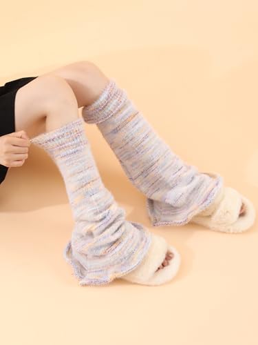 Image of WODECASA Girls Kawaii Leg Warmers Knitted Flared Leg Sleeves Goth Crochet Baggy Cuff Ankle Heap Socks