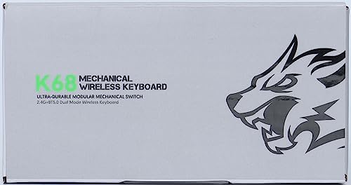 K68 60% Bezprzewodowa Mechaniczna Klawiatura do Gier,Bluetooth 5.0/2.4Ghz 68 Klawiszy Kompaktowa Klawiatura z Odbiornikiem w Dwóch Trybach,Hot Swap,Czerwone przełączniki,na PC,PS4(Zmierzch)