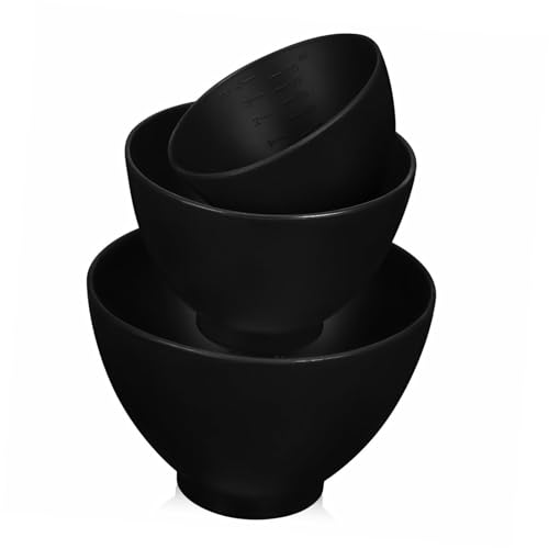 OSOLADY 3pcs Large Black Facial Mask Mixing Bowl Silicone Diy Mask Bowl Easy Wash Feature