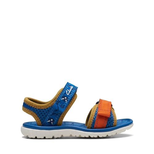 Clarks Boys' Surfing Tide T Sandal, blue, 5 UK