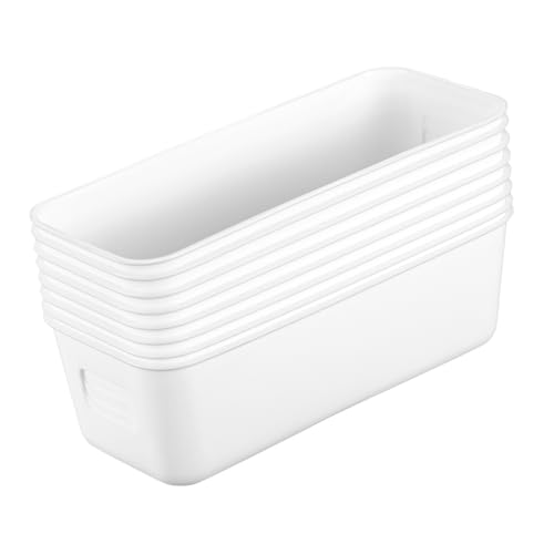 Veemoon 8 Piezas caja de almacenaje seco baño negro delgado Hundir contenedores organizadores de plastico contenedores de almacenamiento decorativo contenedores de cesta el plastico blanco