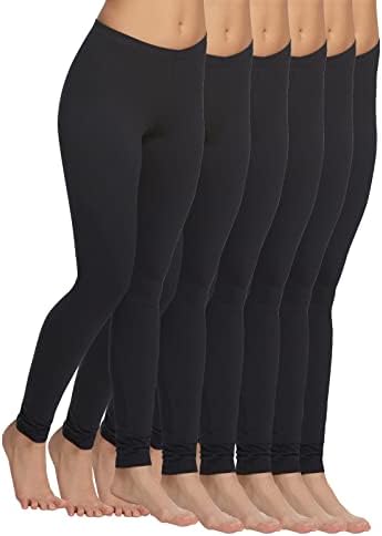 Felina | Velvety Soft Lightweight Style 2801 Leggings | Moisture Wicking | Yoga | 6 Pack (X-Large, Black)