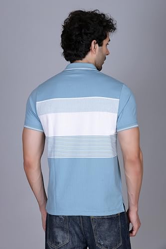 Image of SANE ORIGINALS T-Shirt for Men with Pocket || Textured Striped Polo for Men