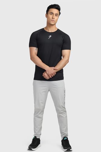 Image of FUAARK Sleek Round Neck Half Sleeves Slim Fit Active Wear Sports and Gym Tshirt for Men Black