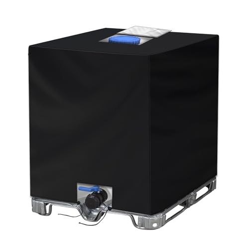 NEVERLAND IBC Tank Cover - Heavy Duty 420D IBC Covers 1000 Liters Water Tank Cover Update Waterproof Dust-Proof IBC Container Covers - Anti-snow Windproof Anti-UV (120x100x116cm)