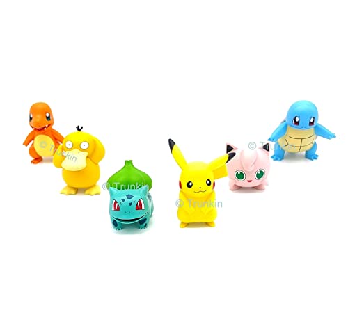 Image of Trunkin | Charmander, Bulbasaur, Jigglypuff, Psyduck, Squirtle (Set A) 6 Pcs. (Multicolor) Figure | Toy Set Figurine Action Figures