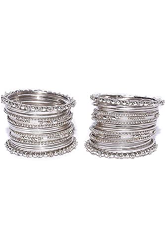 YouBella Jewellery for Women Traditional Silver Plated Oxidized Bracelet Bangle Set For Women