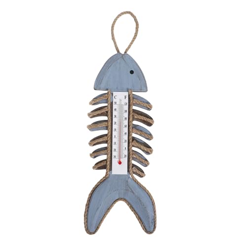 Sosoport Wall Hanging Thermometer: Fish Bone Thermometer Wall Mounted Temperature Gauge for Indoor Outdoor Home Garden Office Decoration