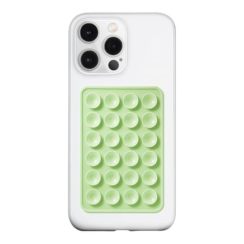 Image of LvShuLiangPin Anteel Silicone Suction Phone Case Mount, Silicon Adhesive Phone Accessory for Smartphones, Hands-Free Mirror Shower Phone Holder for Selfies, Tiktok Videos (Green)