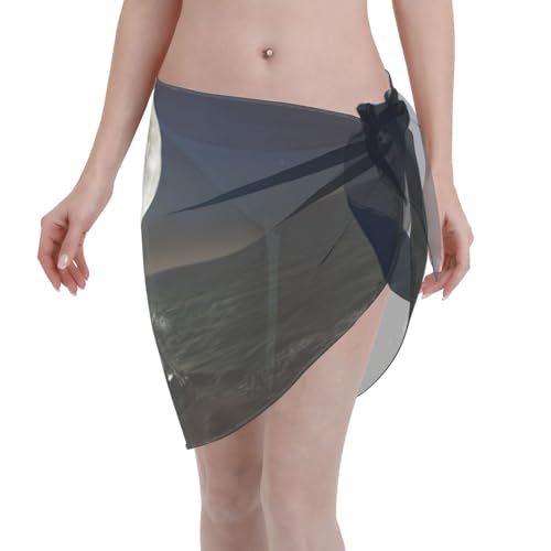 Vestido de playa elegante con estampado de barco de vela en tormenta, vestido de traje de baño para mujer, perfecto para piscina y centro turístico, color negro, Negro, talla única