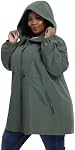 Plus Taille Veste de pluie légère pour femme, Vestes de brise-vent imperméables avec hotte pour voyager, Randonnée, quotidien