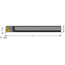Ultra-Dex S04G STUCR1.2 Steel Boring Bar to Hold a Positive TCMT 1.21.20.5 at -3 Degree Lead, Right Hand, No Flat/Coolant, 0.250" x 3.5", 0.275" Minimum Bore