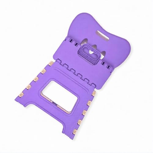 Image of A to Z Hub Folding Plastic Chair with Backrest for Kids & Adults | Portable, Lightweight, Durable Step Stool Seat | Space Saving, Easy to Carry, Indoor Outdoor Multipurpose Chair Brown (Purple)