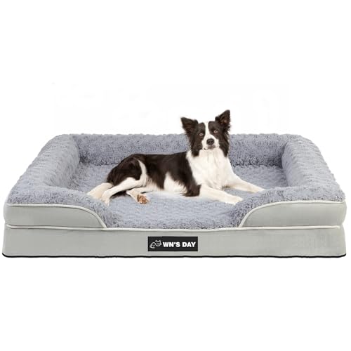 Orthopedic-Dog-Bed-for-Large-Medium-Sized-Washable-Memory-Foam-Large-Dog-Bed-Medium-Pet-Sofa-with-Removable-Cover-Washable-Waterproof-Pet-Couch-BedsGrey-L Orthopedic Dog Bed for Large Medium Sized, Washable Memory Foam Large Dog Bed, Medium Pet Sofa with Removable Cover, Washable Waterproof Pet Couch Beds(Grey, L) - Image 1