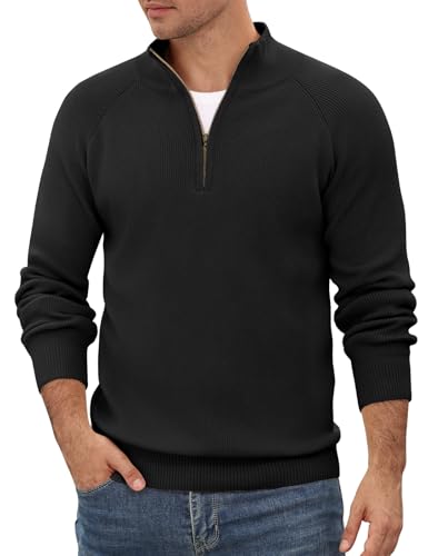 Glissière pull homme manches longues en tricot à col modulable