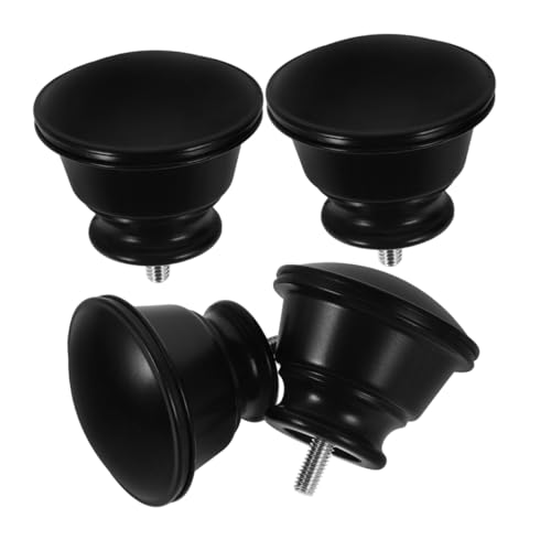 Levemolo 4pcs Black Curtain Rod Finials 5/8 Inch ABS Iron End Caps