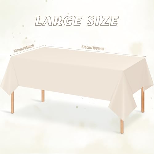 YIDAKO 12Pcs Beige Tablecloths for Rectangle Tables,Disposable Plastic Ivory Table Cloth,Waterproof Cream Table Cover for Birthdays Weddings Anniversary Party Decorations,54 x 108 Inch by YIDAKO - Used condition - Image 2