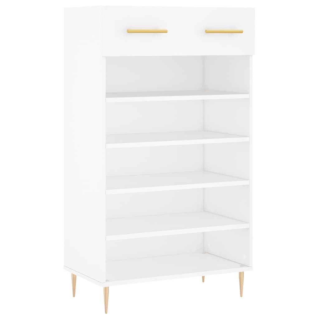 Vidaxl White Shoe Cabinet With Drawer And Compartments - Engineered Wood Shoe Stand For Living Room Or Hallway, Provides Stylish Storage Size 5