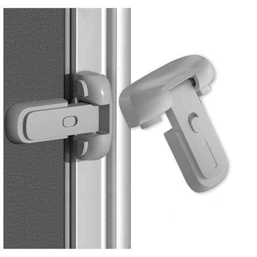 Mirhua 冷蔵庫ロック|常時オートロック/ノーマルオープン切替可能|段差・斜面設置対応|チャイルドロック機能|認知症介護・地震対策に最適|強力粘着・簡単取り付け (グレー)