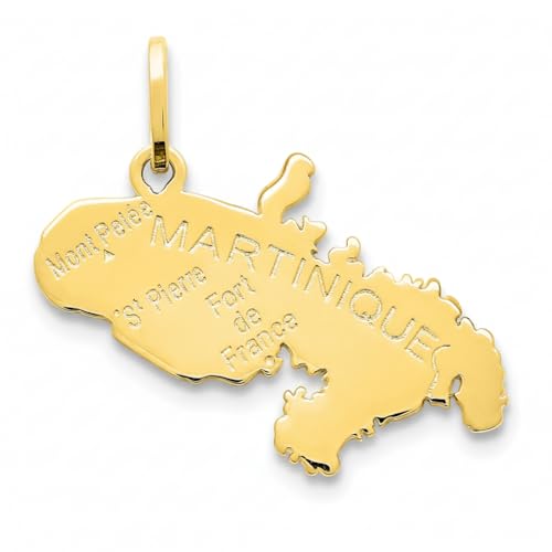 Pendentif Martinique en plaqué or pour collier carte de France