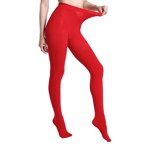 Image of MATHACINO Women's 80D Solid Color Soft Semi Opaque Pantyhose Colored Tights High Waist Womens Tights