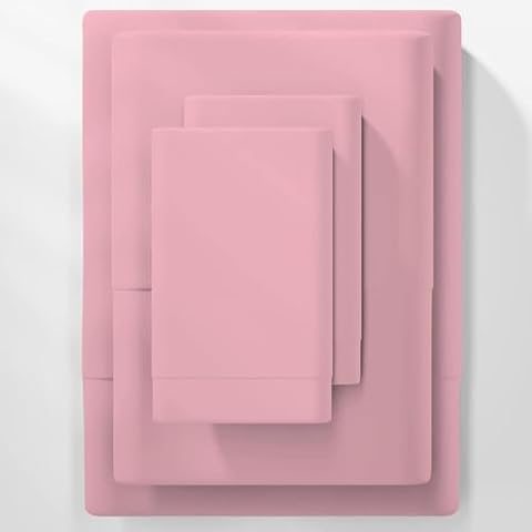 Pink Sheet Set King Size Deep Pocket, 800 Tc Pink 4 Piece, Sheet Set, Solid Sateen Weave, 24" Deep Pocket (Fits Upto 18" to 24" Mattress), Bedding Sheets & Pillowcases Cover