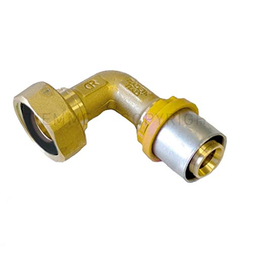 Raccordo A Pressare Curvo 20 X 3/4" Con Girello Per Multistrato Per Gas Tiemme