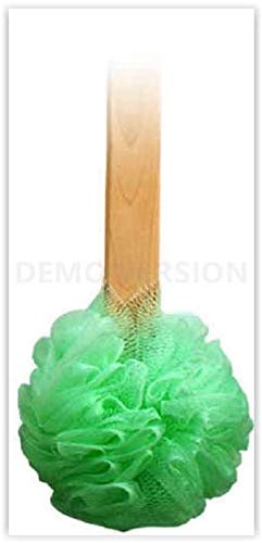 4Pk 15" Long Wooden Handle Back Scrubber Bath Shower Mesh Sponge Exfoliating Body Brush Wash Nylon Puff Spa #TOP3
