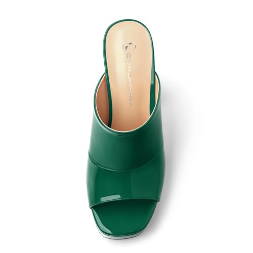 Image of Women Square Open Toe Platform Chunky Heel Slide Sandals