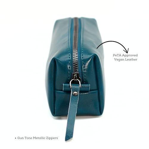 Image of VISMIINTREND Teal Blue Pencil Pen Case - Multi-Functional Pouch Holder for Students, School, College, and Office Supplies