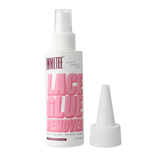 immetee Peluca Removedor de Pegamento Para Peluca de Encaje Frontal EliminacióN RáPida,120ml,Spray de gran capacidad para eliminar restos de pegamento,cinta adhesiva y pelucas.120ml/4oz