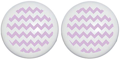 Purple Lavender Chevron Print Drawer Knobs/Ceramic Cabinet Pulls Chevrons Nursery Decor for Baby Girls (Set of Two)