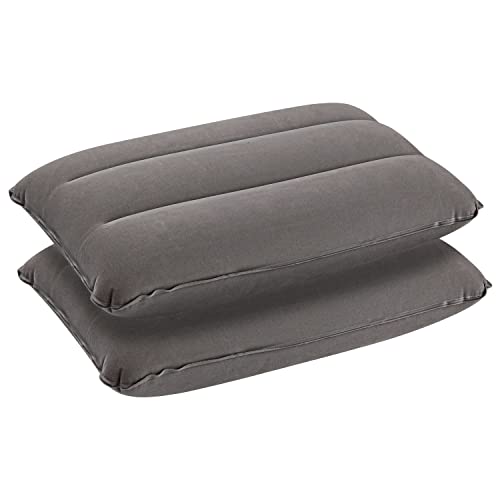 Idocolors 2X Gonflable Oreiller de Camping Oreiller de Plage Oreiller de Voyage Léger Portable Flocage Coussin d'air, Gris 44x28 cm Cover