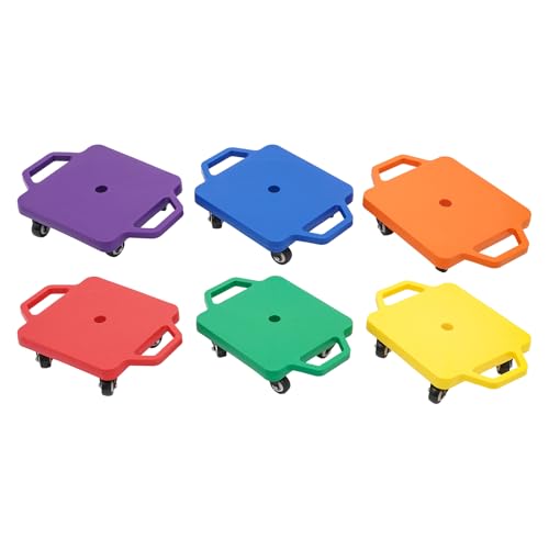 Gdetnysty Juego de 6 monopatines para niños, con 4 ruedas, asas antideslizantes, hasta 120 kg, apilable, ahorra espacio, práctica para educación física, gimnasio, parque infantil