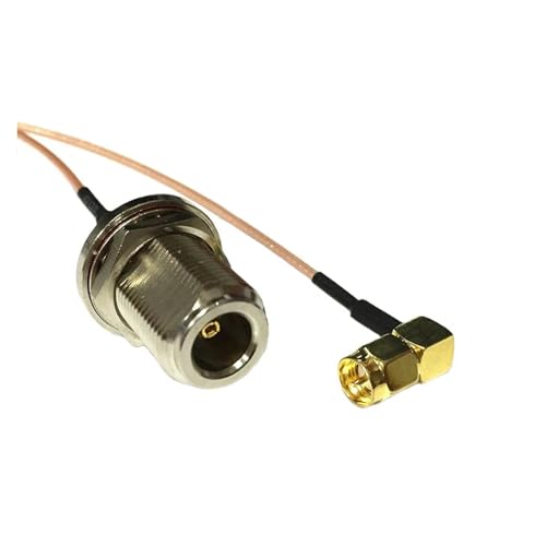 Câble pigtail N femelle cloison vers mâle angle droit RG178 coaxial 1m