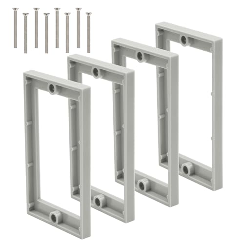 Image of Single Gang Receptacle Outlet Extenders 1 /4 inch | Electric Outlet Extender Box With 8 screws; Outlet Extender for Electric Box and Switches; Gray (Pack of 4)