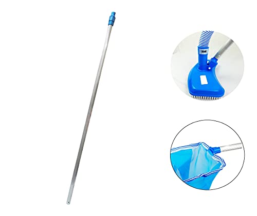 Kit Peneira Plástica Cata Folhas Cabo Telescópico De Alumínio 3m Limpeza Piscina - Netuno