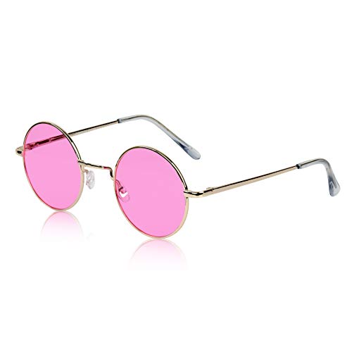 Womenâ€™s Round Sunglasses for Women Cute Fun 70s 60s Glasses Shades Teen Hot Pink