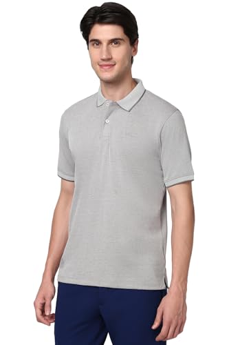 Image of Peter England Men's Premium Branded Regular Fit Half Sleeve Polo T-Shirt | Cotton Rich | Birds Eye Interlock Weave| No Pocket