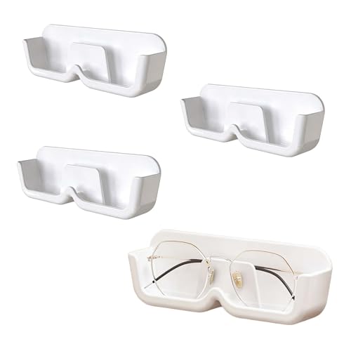 Brillenhalter Wand 3er Set weiß – Wandmontage Brillenablage aus Kunststoff 17,5 cm – Brillenhalterung Auto Wand Organizer für Schlafzimmer Badezimmer Innenräume – kompakte Größe einfache Anw