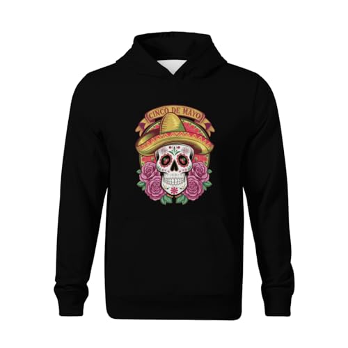 Kids Retro Cinco de Mayo Mexican Skull Boys Girls Lightweight Kangaroo Pocket Fleece Hoodies2