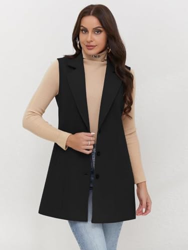 Image of IDEALSANXUN Plaid Vest for Women Fall Winter Sleeveless Blazer Jackets
