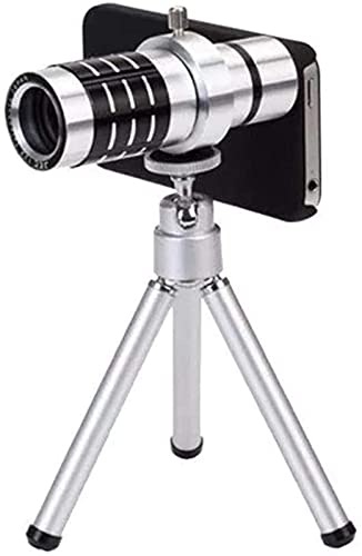 Telescopio monocular HD 12x de aleación de aluminio plata para fotografía con teléfono móvil